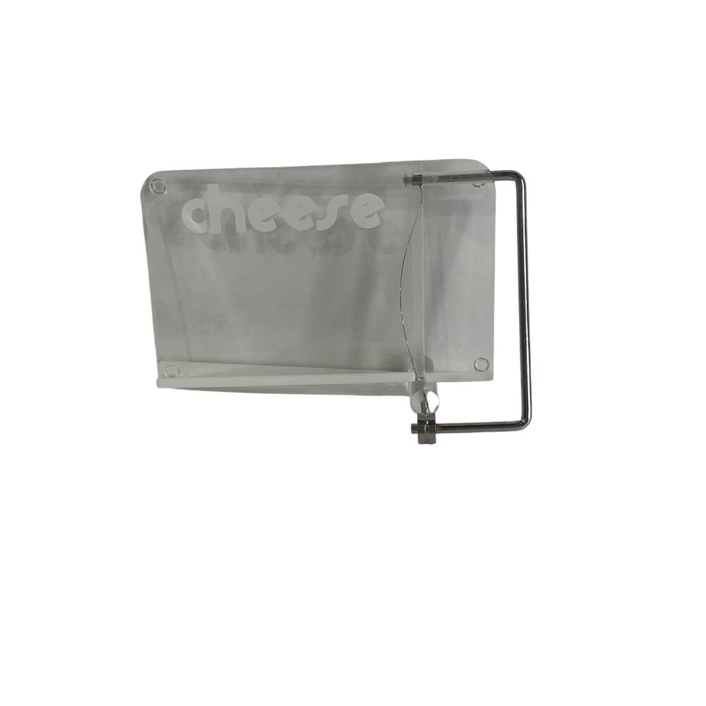 Vintage 1970's Lucite Acrylic Cheese Tray Slicer With Stainless Steel Wire